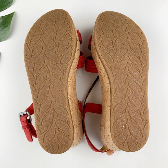 Naya Nalisha Sandals Platform Wedge Cork Red Leather Upper Strappy Women's 6.5 - Picture 11 of 11